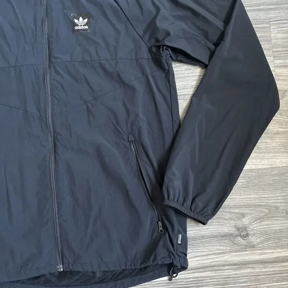 Adidas Dekum Packable Hooded Windbreaker Jacket Black‎ Size Small